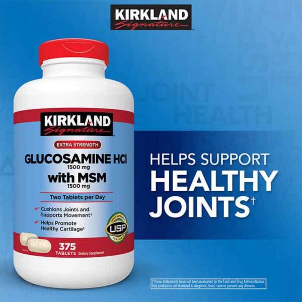 Glucosamine HCL 1500mg with MSM 1500mg Kirkland 375 viên – Viên uống bổ khớp