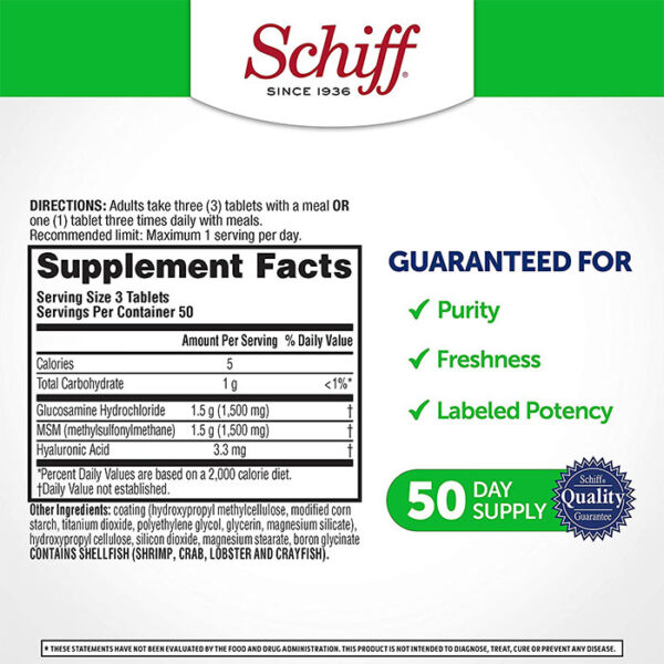 Schiff Glucosamine 1500mg Plus MSM 1500mg Hộp 150 viên - Viên uống bổ khớp