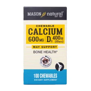 Chewable Calcium 600mg + D3 Mason Natural 100 viên – Chắc khoẻ xương