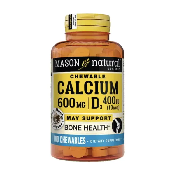 Chewable Calcium 600mg + D3 Mason Natural 100 viên – Chắc khoẻ xương