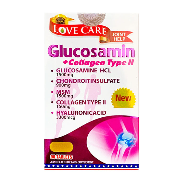 Glucosamine + Collagen Type II Love Care 90 viên - Viên uống bổ xương khớp