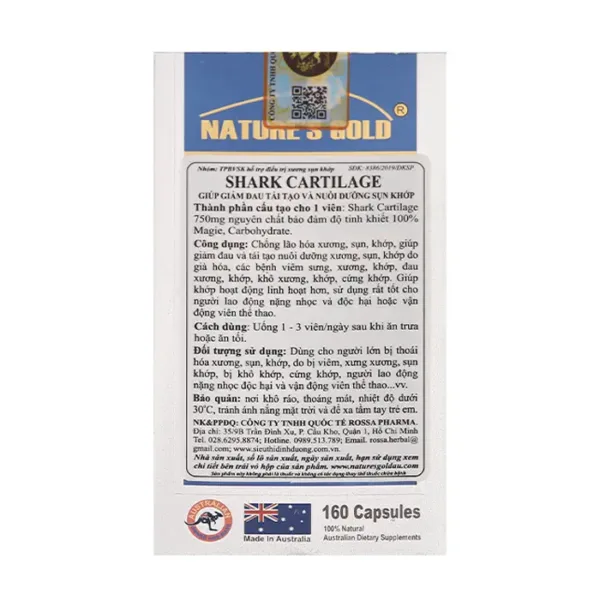 Shark Cartilage Nature's Gold 160 viên - Chống lão hóa xương